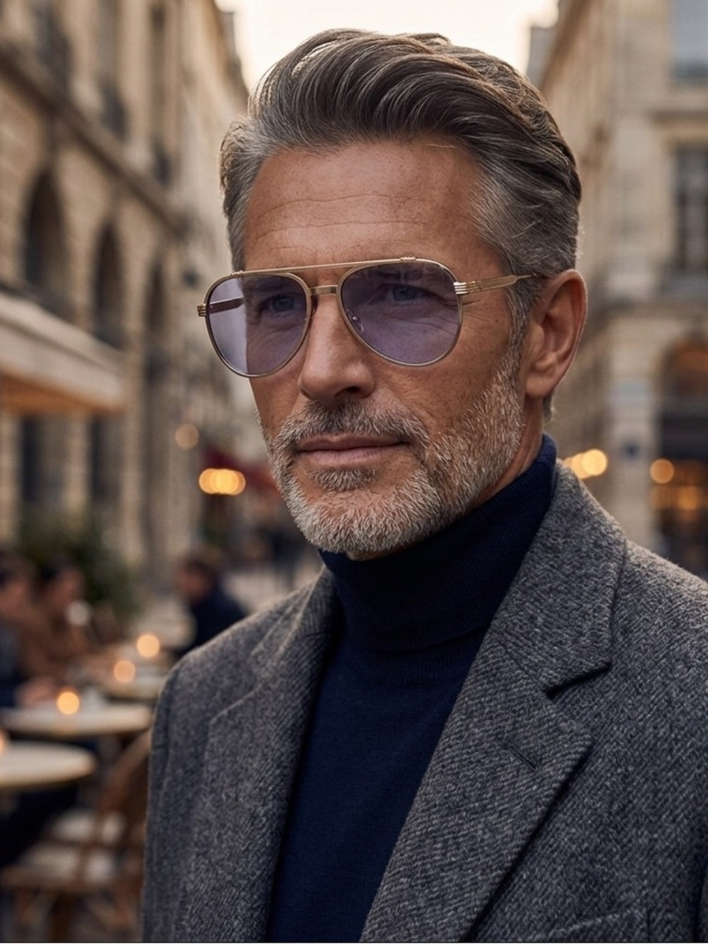 Vintage Linea Uomo Men's Silver Frame Aviator Glasses with Light Blue Lenses